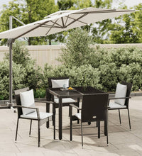5-tlg. Garten-Essgruppe mit Kissen Schwarz Poly Rattan