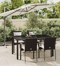 5-tlg. Garten-Essgruppe mit Kissen Schwarz Poly Rattan