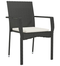 7-tlg. Garten-Essgruppe mit Kissen Schwarz Poly Rattan