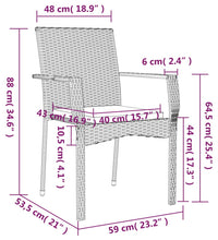 7-tlg. Garten-Essgruppe mit Kissen Schwarz Poly Rattan