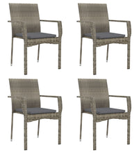 5-tlg. Garten-Essgruppe mit Kissen Grau Poly Rattan
