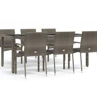 7-tlg. Garten-Essgruppe mit Kissen Grau Poly Rattan