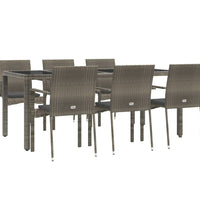 7-tlg. Garten-Essgruppe mit Kissen Grau Poly Rattan