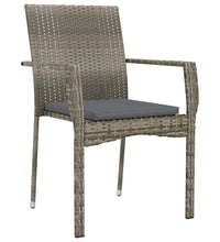 7-tlg. Garten-Essgruppe mit Kissen Grau Poly Rattan
