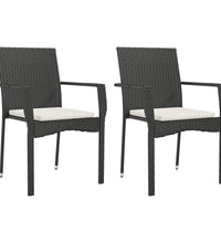 3-tlg. Garten-Essgruppe mit Kissen Schwarz Poly Rattan