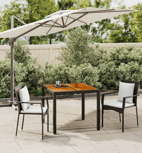 3-tlg. Garten-Essgruppe mit Kissen Schwarz Poly Rattan