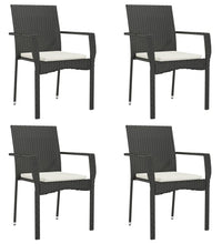 5-tlg. Garten-Essgruppe mit Kissen Schwarz Poly Rattan