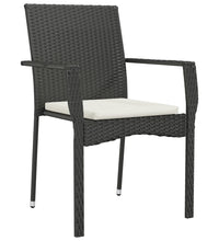 5-tlg. Garten-Essgruppe mit Kissen Schwarz Poly Rattan