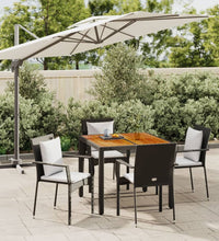5-tlg. Garten-Essgruppe mit Kissen Schwarz Poly Rattan