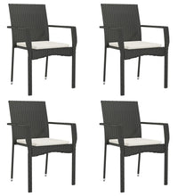 5-tlg. Garten-Essgruppe mit Kissen Schwarz Poly Rattan