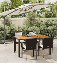 5-tlg. Garten-Essgruppe mit Kissen Schwarz Poly Rattan