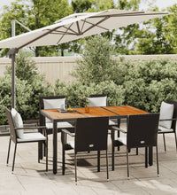 7-tlg. Garten-Essgruppe mit Kissen Schwarz Poly Rattan