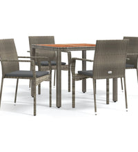 5-tlg. Garten-Essgruppe mit Kissen Grau Poly Rattan