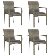 5-tlg. Garten-Essgruppe mit Kissen Grau Poly Rattan