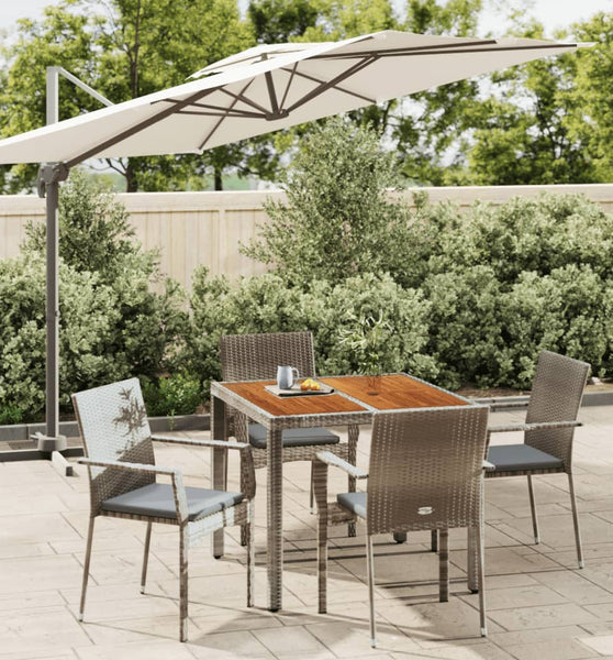 5-tlg. Garten-Essgruppe mit Kissen Grau Poly Rattan