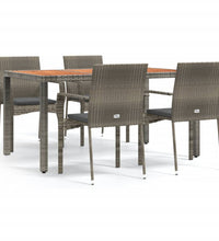 5-tlg. Garten-Essgruppe mit Kissen Grau Poly Rattan