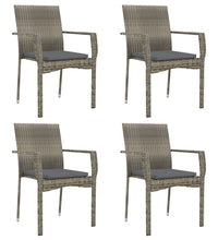 5-tlg. Garten-Essgruppe mit Kissen Grau Poly Rattan