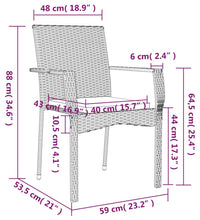 5-tlg. Garten-Essgruppe mit Kissen Grau Poly Rattan