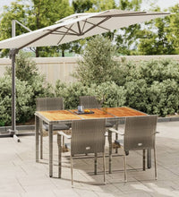 5-tlg. Garten-Essgruppe mit Kissen Grau Poly Rattan