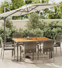 7-tlg. Garten-Essgruppe mit Kissen Grau Poly Rattan