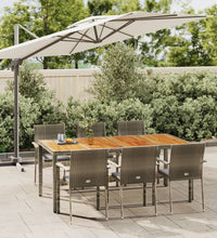 7-tlg. Garten-Essgruppe mit Kissen Grau Poly Rattan