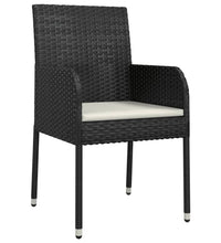 7-tlg. Garten-Essgruppe mit Kissen Schwarz Poly Rattan