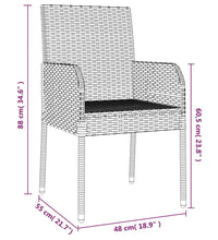 7-tlg. Garten-Essgruppe mit Kissen Schwarz Poly Rattan