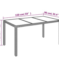 7-tlg. Garten-Essgruppe mit Kissen Schwarz Poly Rattan