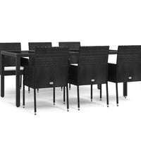 7-tlg. Garten-Essgruppe mit Kissen Schwarz Poly Rattan