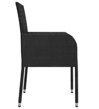7-tlg. Garten-Essgruppe mit Kissen Schwarz Poly Rattan