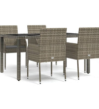 5-tlg. Garten-Essgruppe mit Kissen Grau Poly Rattan