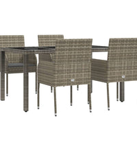 5-tlg. Garten-Essgruppe mit Kissen Grau Poly Rattan