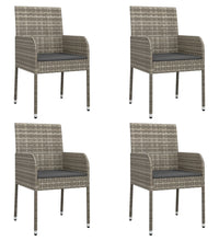5-tlg. Garten-Essgruppe mit Kissen Grau Poly Rattan