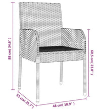 5-tlg. Garten-Essgruppe mit Kissen Grau Poly Rattan