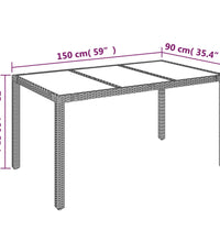 5-tlg. Garten-Essgruppe mit Kissen Grau Poly Rattan