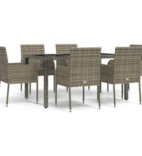 7-tlg. Garten-Essgruppe mit Kissen Grau Poly Rattan