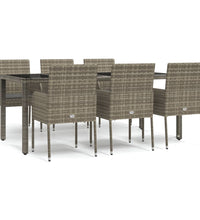 7-tlg. Garten-Essgruppe mit Kissen Grau Poly Rattan