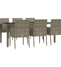 7-tlg. Garten-Essgruppe mit Kissen Grau Poly Rattan