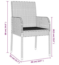 3-tlg. Garten-Essgruppe mit Kissen Schwarz Poly Rattan