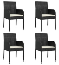 5-tlg. Garten-Essgruppe mit Kissen Schwarz Poly Rattan