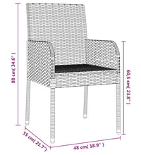 7-tlg. Garten-Essgruppe mit Kissen Schwarz Poly Rattan
