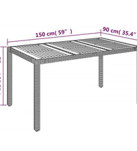 7-tlg. Garten-Essgruppe mit Kissen Schwarz Poly Rattan