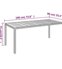7-tlg. Garten-Essgruppe mit Kissen Schwarz Poly Rattan