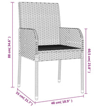 9-tlg. Garten-Essgruppe mit Kissen Schwarz Poly Rattan