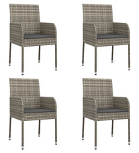5-tlg. Garten-Essgruppe mit Kissen Grau Poly Rattan