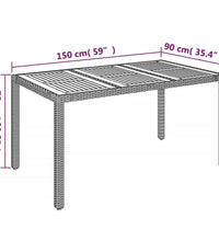 7-tlg. Garten-Essgruppe mit Kissen Grau Poly Rattan