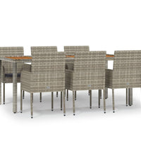 7-tlg. Garten-Essgruppe mit Kissen Grau Poly Rattan