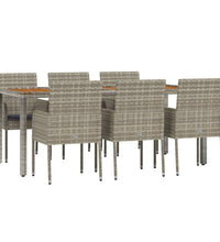 7-tlg. Garten-Essgruppe mit Kissen Grau Poly Rattan