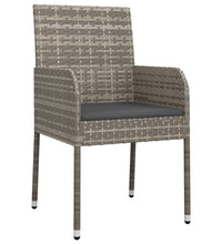 7-tlg. Garten-Essgruppe mit Kissen Grau Poly Rattan