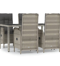 5-tlg. Garten-Essgruppe mit Kissen Grau Poly Rattan